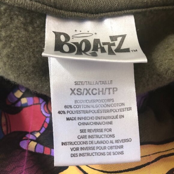 Vintage Y2K Bratz cotton oversized sweatshirt hunter green pink patchwork Sz XS - Picture 8 of 9